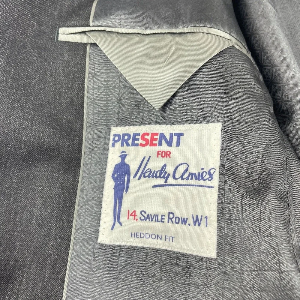 Hardy Amies‎ Gray Charcoal 38R Wool PRESENT Mens Blazer NWOT